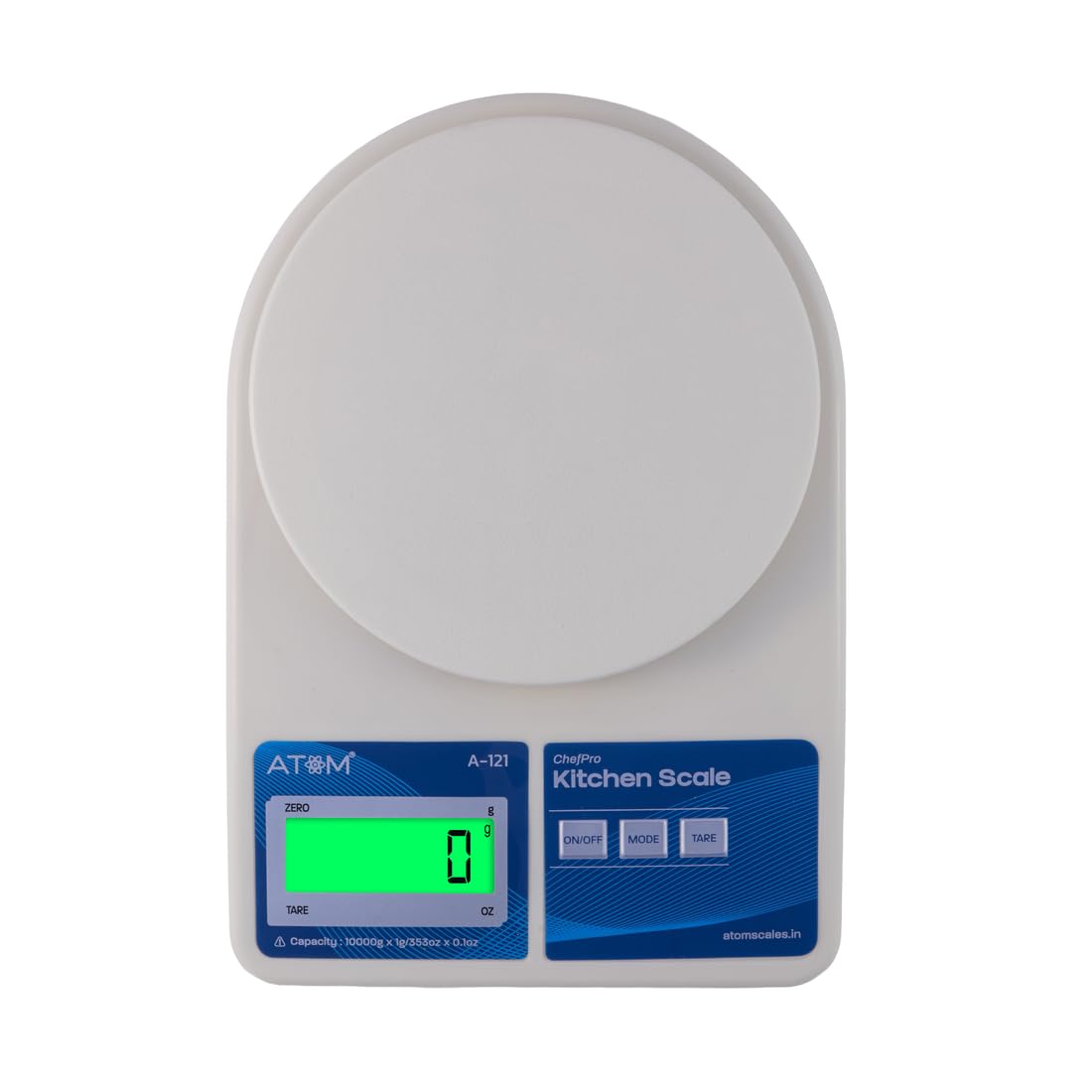 ATOM ALISTON K1 Series Digital Kitchen Weighing Scale 10 kg, Electronic Weight Machine with LCD Display for Baking, Cooking, Food & Diet, SF-400/A121. 6Months Warranty (Colour May Vary)