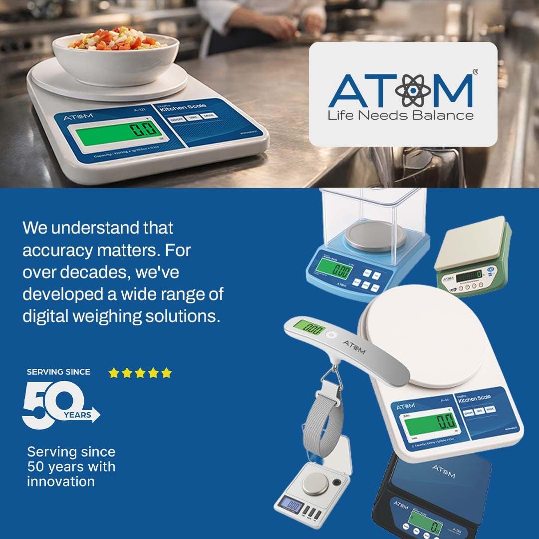 ATOM ALISTON K1 Series Digital Kitchen Weighing Scale 10 kg, Electronic Weight Machine with LCD Display for Baking, Cooking, Food & Diet, SF-400/A121. 6Months Warranty (Colour May Vary)